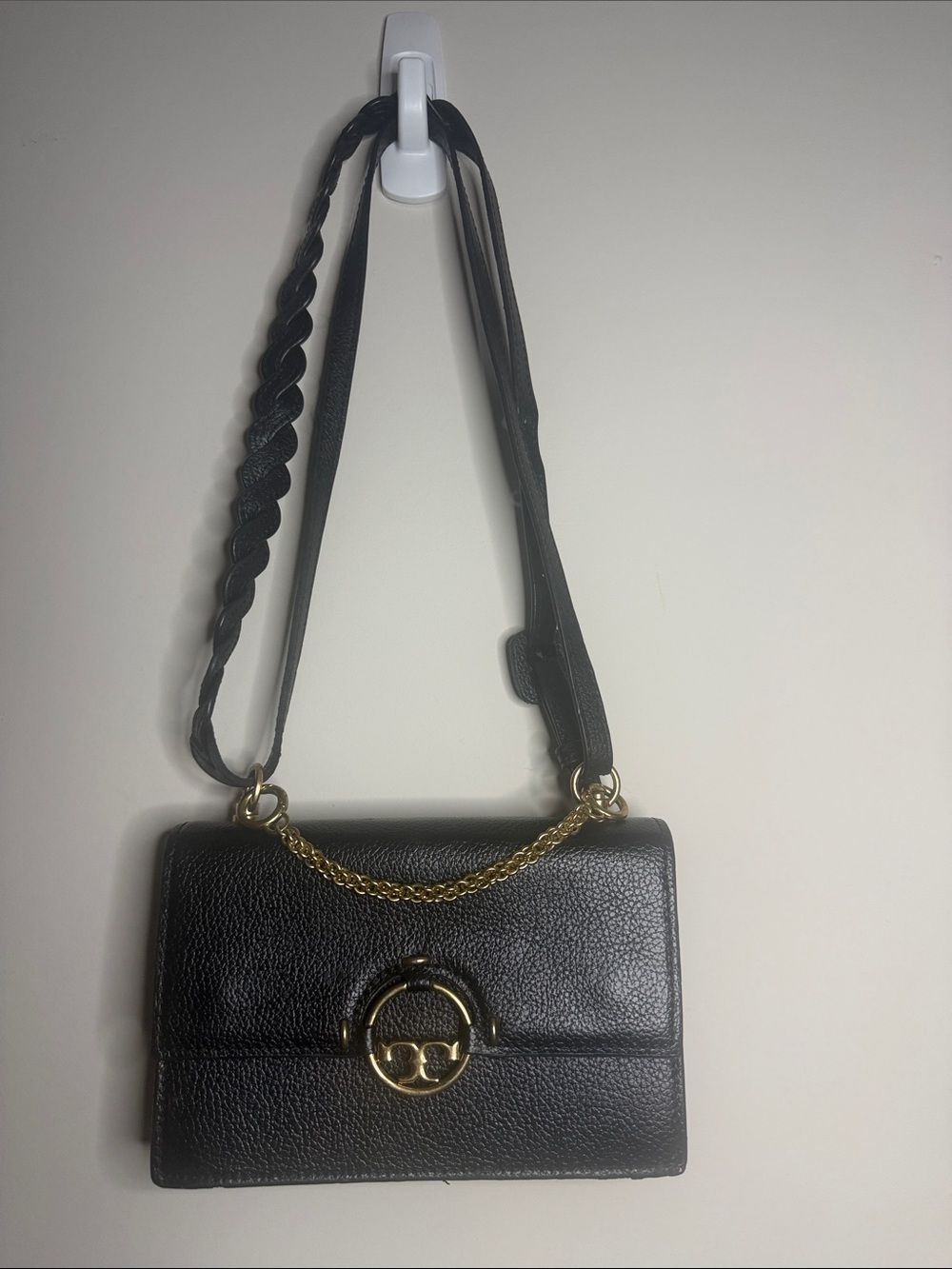 Tory Burch Black Leather Crossbody with Gold Hardware